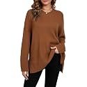 Women's Oversized Sweaters Batwing Long Sleeve Chunky Fall Winter Side Slit Tunic Pullover Knit Tops (Extra Loose)