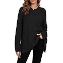 Women's Oversized Sweaters Batwing Long Sleeve Chunky Fall Winter Side Slit Tunic Pullover Knit Tops (Extra Loose)