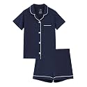 Mommy and Me Pajamas Set Viscose from Bamboo Women Pjs Soft Short Sleeve Tops Shorts Kids Button Down Sleepwear