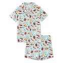 Mommy and Me Pajamas Set Viscose from Bamboo Women Pjs Soft Short Sleeve Tops Shorts Kids Button Down Sleepwear