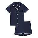 Mommy and Me Pajamas Set Viscose from Bamboo Women Pjs Soft Short Sleeve Tops Shorts Kids Button Down Sleepwear