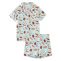 Mommy and Me Pajamas Set Viscose from Bamboo Women Pjs Soft Short Sleeve Tops Shorts Kids Button Down Sleepwear