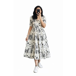 Womens Pink Bandhani Print Tiered Maxi Dress