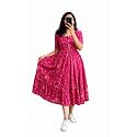 Women39s Pink Bandhani Print Tiered Maxi Dress