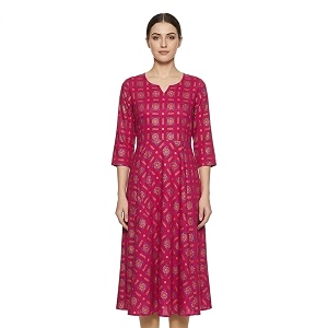 Womens Pink Floral Printed Midi Dress 3