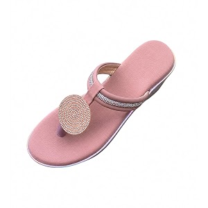 Womens Pink Rhinestone Embellished Toe Ring Flat