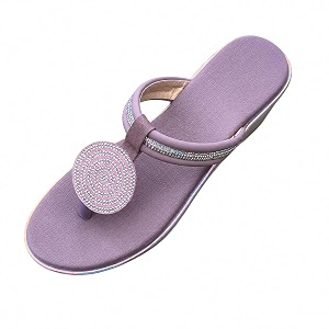 Womens Pink Rhinestone Embellished Toe Ring Flat