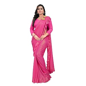 Womens Plain Lycra Silk Saree With Unstitched