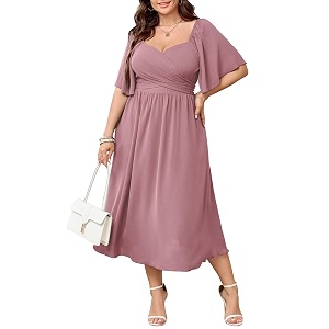 SHESTARR Womens Plus Size Midi Dress Sweetheart