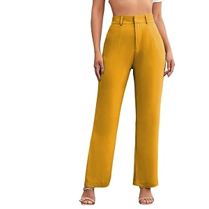 Womens Poly Cotton Trousers Pants Relaxed Fit