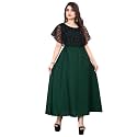 Women39s Poly Crepe Round Neck Plain Gown