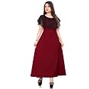 Women39s Poly Crepe Round Neck Plain Gown