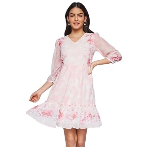AND Womens Polyester A-Line Mini Dress