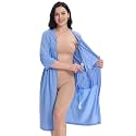 Women's Post Surgery Robe with Drain Pockets Mastectomy Recovery Robe Front Zipper Hospital Gown Pajamas Gift
