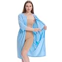 Women's Post Surgery Robe with Drain Pockets Mastectomy Recovery Robe Front Zipper Hospital Gown Pajamas Gift