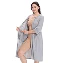 Women's Post Surgery Robe with Drain Pockets Mastectomy Recovery Robe Front Zipper Hospital Gown Pajamas Gift