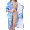 Women's Post Surgery Robe with Drain Pockets Mastectomy Recovery Robe Front Zipper Hospital Gown Pajamas Gift