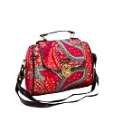 Women’s Cotton Printed Vegan Leather Satchel | Medium Top Handle Handbag with Lock Closure | Spacious Crossbody Sling Bag | Elegant Ladies Purse | Gift for Teenagers