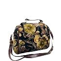 Women’s Cotton Printed Vegan Leather Satchel | Medium Top Handle Handbag with Lock Closure | Spacious Crossbody Sling Bag | Elegant Ladies Purse | Gift for Teenagers