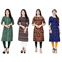 Women39s Printed Crape Straight Kurti 34 Sleeve