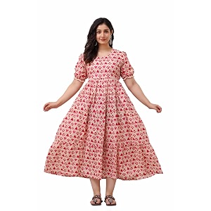 Womens Printed Flared Maternity Kurti with Zipper