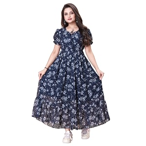 Womens Printed Georgette Regular Fit Round Neck