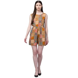 Womens Printed Mini Jumpsuit Sleeveless Summer