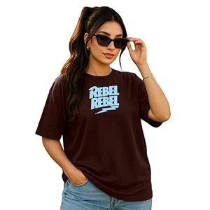Womens Printed Oversized T-Shirt with Half Sleeves