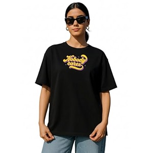 Womens Printed Oversized T-Shirt with Half Sleeves