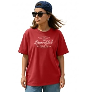 Womens Printed Oversized T-Shirt with Half Sleeves