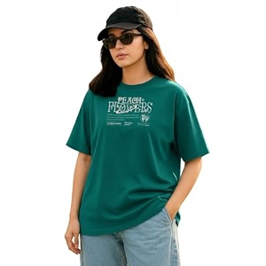 Womens Printed Oversized T-Shirt with Half Sleeves