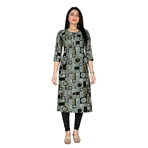 Womens Printed Poly Crepe Straight Kurti