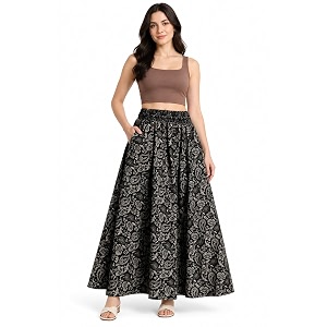 Womens Printed Viscose Crepe Flared Palazzo Pants