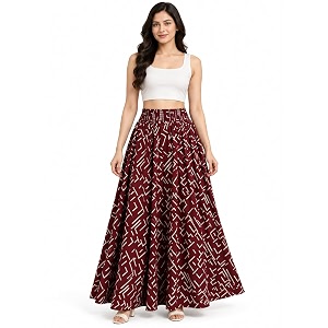 Womens Printed Viscose Crepe Flared Palazzo Pants