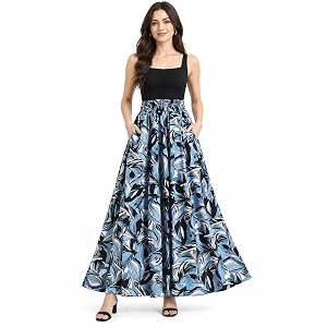 Womens Printed Viscose Crepe Flared Palazzo Pants
