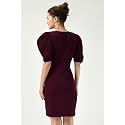 Women39s Puff Sleeve V-Neck Bodycon Casual Mini