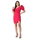 Women39s Puff Sleeve V-Neck Bodycon Casual Mini