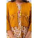 Women's Pure Cotton Anarkali Gown Kurta with Floral Print &amp; Embroidered Jacket | Ethnic Long Dress for Women | Festive Cotton Kurti Set