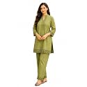 Women39s Pure Cotton Co-Ord Set Green Kurta