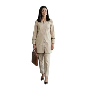 Womens Pure Cotton Kurta Set Beige Formal