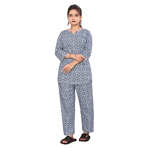 Womens Pure Cotton Top and Pyjama Set