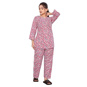 Womens Pure Cotton Top and Pyjama Set