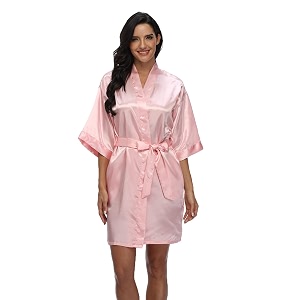 Womens Pure Short Silky Robes Bridesmaid Bride