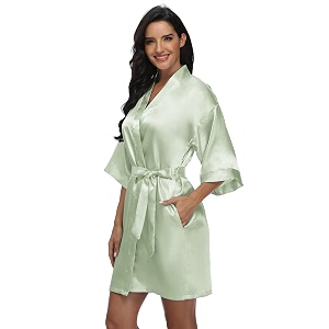 Womens Pure Short Silky Robes Bridesmaid Bride