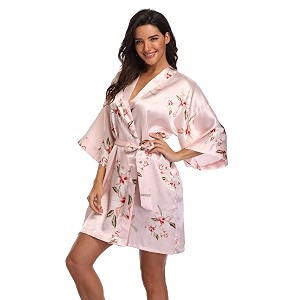 Womens Pure Short Silky Robes Bridesmaid Bride
