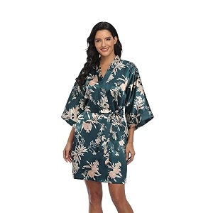 Womens Pure Short Silky Robes Bridesmaid Bride