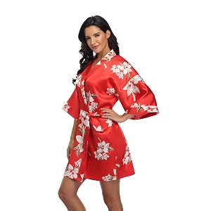 Womens Pure Short Silky Robes Bridesmaid Bride