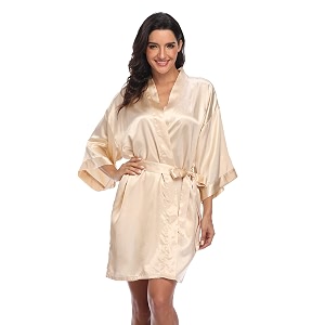 Womens Pure Short Silky Robes Bridesmaid Bride