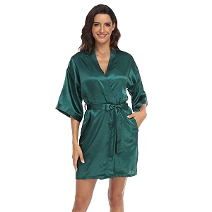 Womens Pure Short Silky Robes Bridesmaid Bride