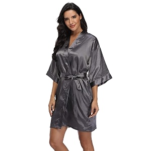 Womens Pure Short Silky Robes Bridesmaid Bride